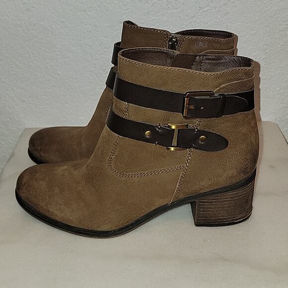 Franco Sarto Linden 2 Whiskey Suede Buckle Moto Booties, 9.5 - Picture 3 of 8